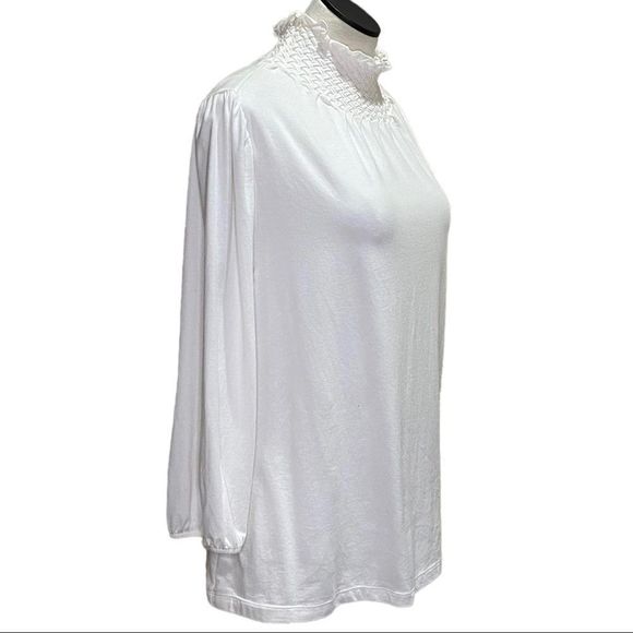 Peter Nygard Blouse Long Sleeve White Woven Mock Turtle Neck Plus Size OX NEW - Picture 2 of 8